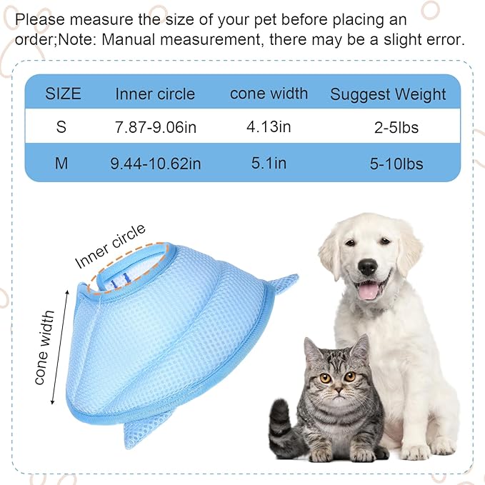 Cat Recovery Collar Adjustable Breathable Lightweight Cat Cone Protective Cats to Stop Licking Scratching After Surgery for Cats Kittens Pets