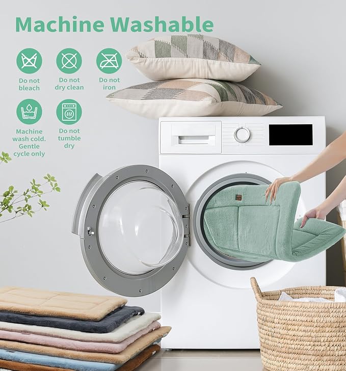 Made4Pets Dog Crate Pad Bed for Large Dogs, Washable & Reversible, Anti-Slip Kennel Mat for Cozy Sleeping, Soft Fluffy Dog Bed for Indoor & Outdoor Use, 44"x32", Green