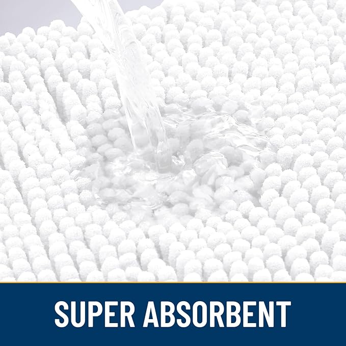 Smiry Dog Door Mat for Muddy Paws 24x16, Absorbs Moisture and Dirt Doormat, Non-Slip Washable Quick Dry Chenille Front Door Mat Indoor Entrance, Entryway Carpet for Inside Floor, White