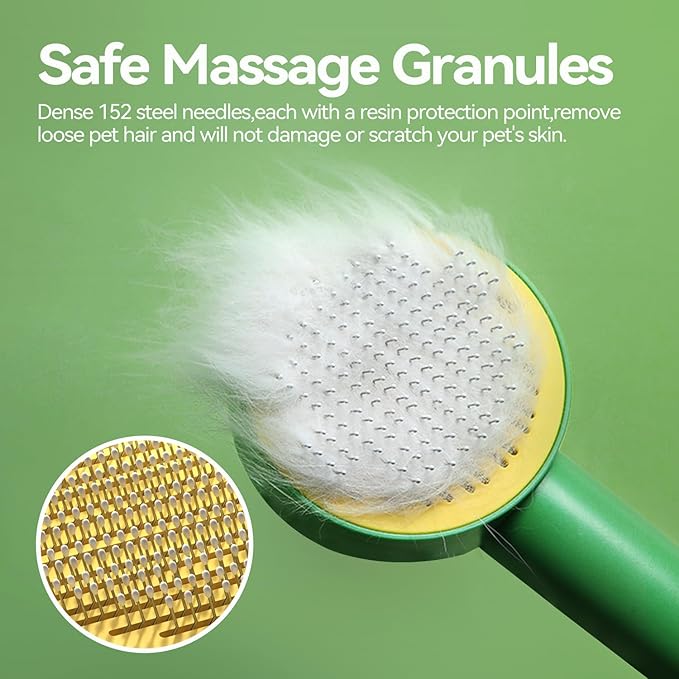 Dog & Cat Brush,Pet Grooming Kit 2PCS- Cat Brush for Shedding| Pet Metal Comb. Self-Cleaning Slicker Brush for Short and Long Hair. Removes Undercoat, Loose Hair, Tangled, Dirt and Massages.