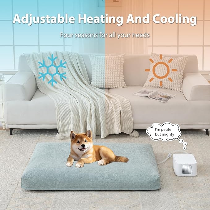 Pet Bed Cooling System, Consistent Warm and Cold Water Pad, No Electric Shock or Chemical Gel Needed, Machine Washable Bed, Ideal for Home and Crates (Cooling & Heating Green, 30" x 20")