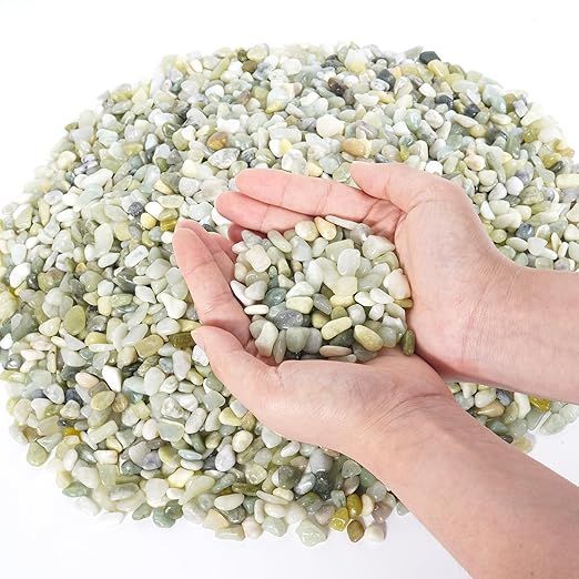 GreatBuddy 5-lb Decorative Rocks for Indoor Plants, 3/8" Jade Pebbles for Planters, Gravel for Succulent, Vases, Bamboo, Garden Landscaping, Crafts, Aquariums, Natural Polished