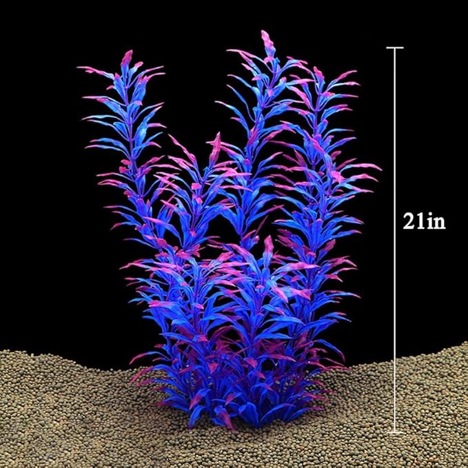 DSkoiph 2 pcs Aquarium Decor Plastic Plants Extra Large 21 Inches Artificial Fish Tank Plants Tall Fish Tank Decorations Artificial Green Water Plants (Purple)