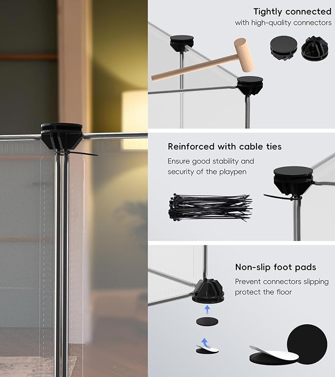 Small Animal Playpen, Guinea Pig Cages, 24 Panels Pet Playpen for Hamsters, Hedgehog, Bunny, Ferret, Indoor Outdoor Plastic Fence, 48.5 x 24.8 x 24.8 inches