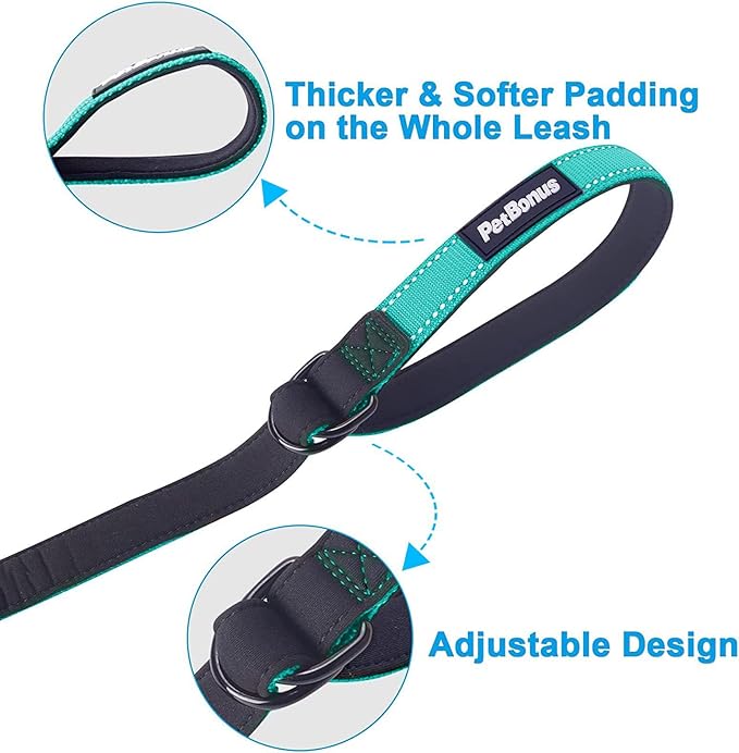 PetBonus Short Dog Leash, Safety Wrist Strap for Retractable Dog Leash, Reflective Design and Adjustable Soft Padded Handle, Extra Layer Security for Pet Stroller (Turquoise)