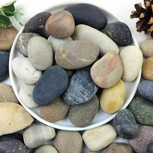 40lbs Natural River Rocks, 1-2" Premium Pebbles for Garden and Landscape Design, Hand-Picked Smooth Stones for Fish Tank, Flower Pots, Indoor Water Fountains, Pathways, Backyard