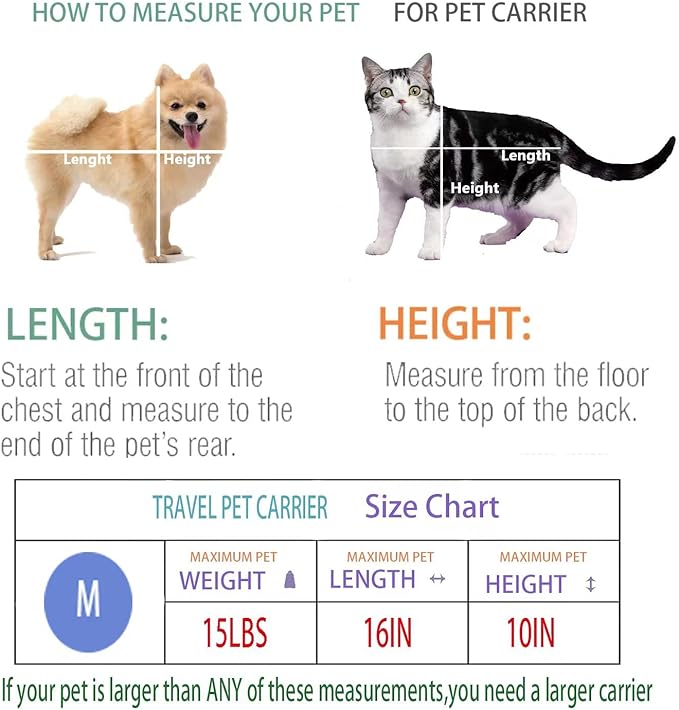 Cat Carrier Dog Carrier Pet Carrier Cat Bags for Small Medium Cats Dogs Puppies of 15 Lbs,of Airline Approved Small Dog Bag Soft Sided,Collapsible Travel Puppy Carrier (Medium, Black)