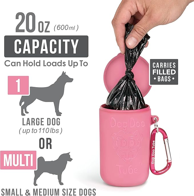 Dog Doo Tube Filled Dog Waste Bag Holders - Reusable Dog Poop Bag Tubes Designed to Keep in Odors and Germs