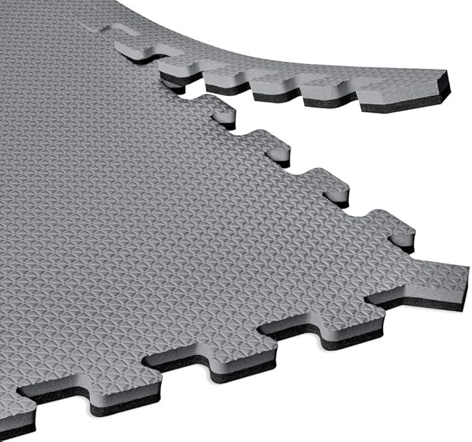 Norsk Dual-Sided Reversible 1/2" Foam Exercise Mats for Home Gym - Interlocking EVA Foam Tiles
