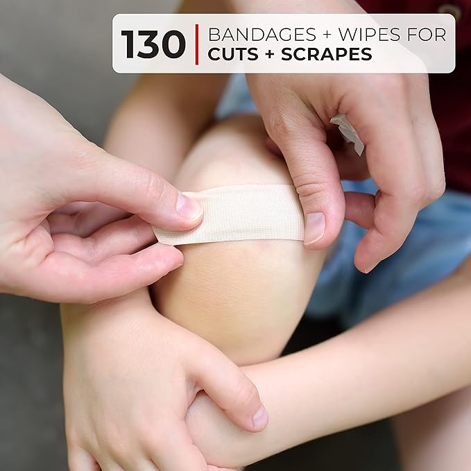 Thrive Home Essentials First Aid Kit (291 Pieces) - First Aid Bag with Multi-Sized Bandage, Gauze, Wipes, Scissors, Gloves, Tape, Ice Pack and More