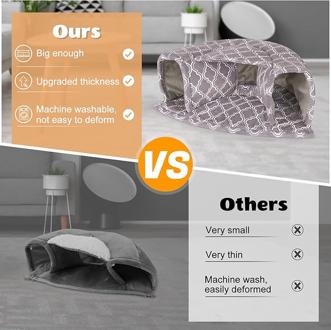 Unicorn Catcher Guinea Pig Hideout Large Bed Cozy House Warm Tunnel Washable Accessories for Small Pet Hamster/Chinchilla/Bunny, Grey