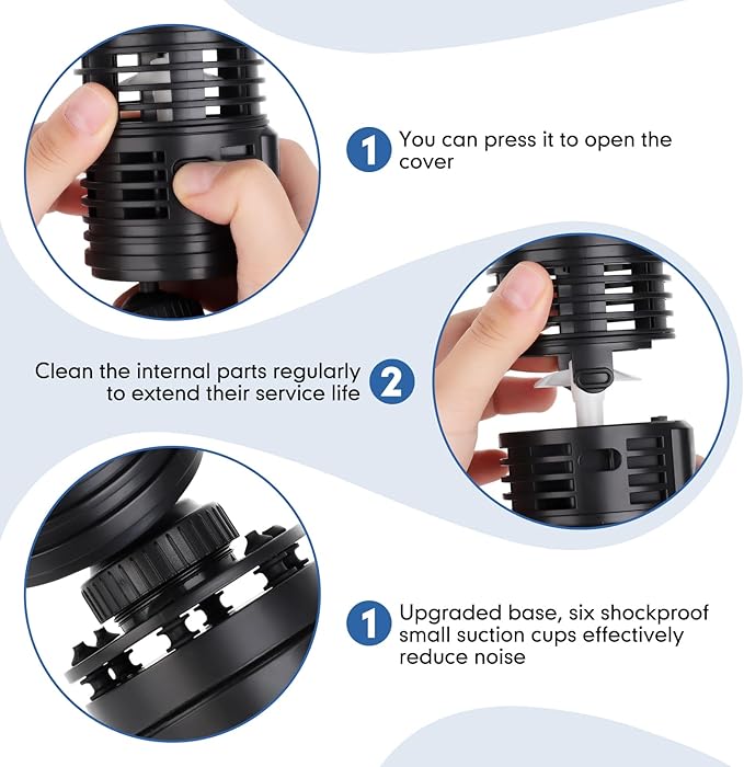 hygger 1850GPH Aquarium Wave Maker Pump with Strong Magnetic Suction Base, Ultra-quiet 360 Degree Rotating Submersible Power Head,for 60-130 Gal Freshwater Saltwater Tank