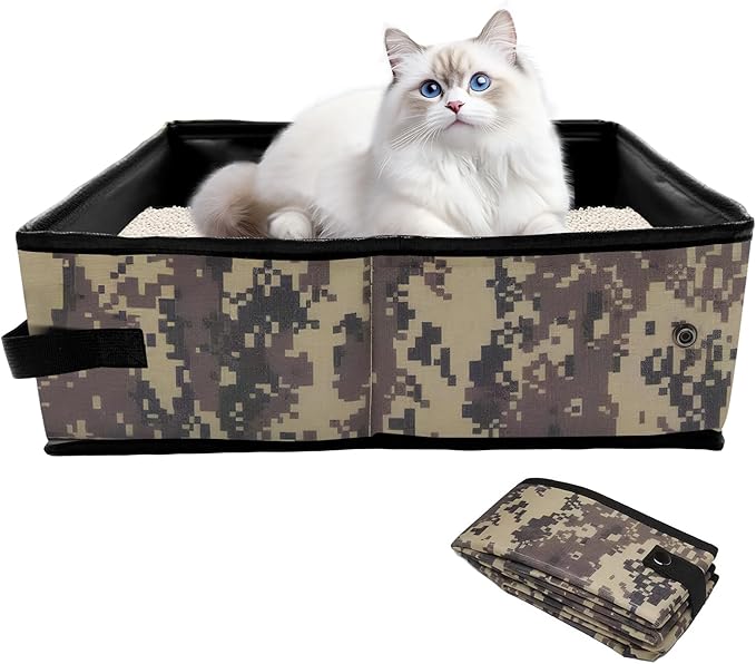 Portable Litter Box for Cats, Folding Cat Travel Litter Box Waterproof, (16 * 12 * 4) inches, Traveling Supplies for Pet