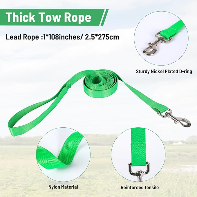 XUANNIAO Easily Adjustable Figure 8 Cow Halter, Double-Ply Premium Livestock Cattle Halters, Colorful Cow Utility Calf Halter with Leading Rope for Miniature Horse Donkey Goat Foal (Medium, Green)