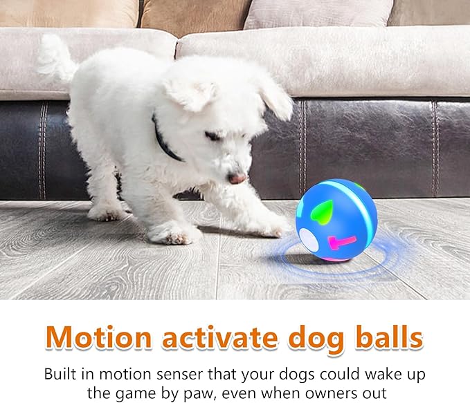 Interactive Dog Toys Ball,Automatic Moving Toy for Small/Medium Dogs,Motion Activated Bounce Ball,USB Rechargeable Dog Enrichment Toys to Keep Them Busy (Blue)