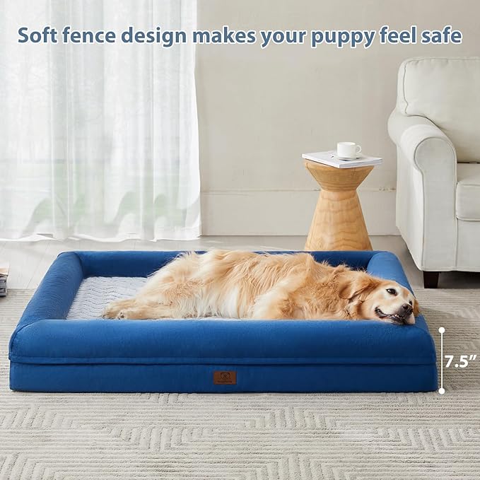 WNPETHOME Giant Dog Bed, Washable Dog Couch with Removable Waterproof Cover, Orthopedic Large Pet Sofa Bed with Bolster Sides for Sleeping