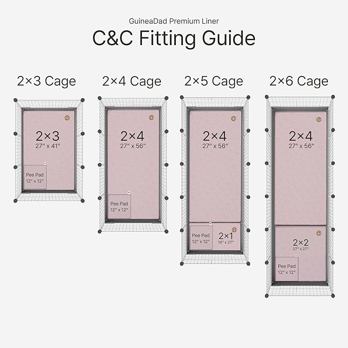 GuineaDad Premium Liner – Fleece Guinea Pig Cage Liner – Ultra-Plush Reusable Fleece Bedding with Waterproof Bottom – Extra Absorbent Liner for 2x4 C&C Cage (Blush)