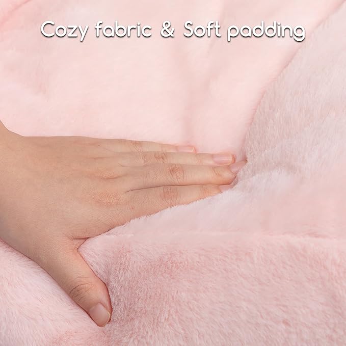 Hollypet Fluffy Plush Pet Cat Couch Soft Calming Pet Sofa Beds for Medium Small Cats and Dogs, Pink