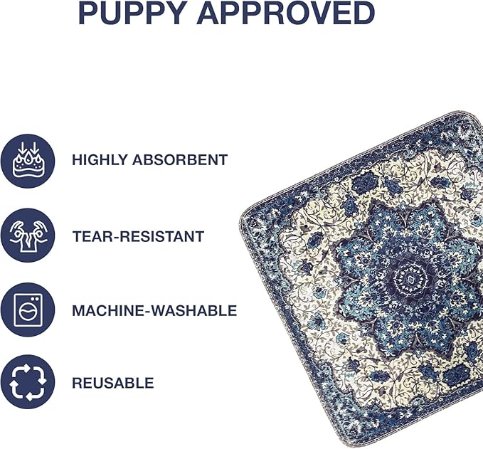 Washable Pee Pads for Dogs - Super Absorbent Reusable Puppy Training Pads - 100% Waterproof, Leak-Proof & Non-Slip Whelping Pads for Pet Housebreaking