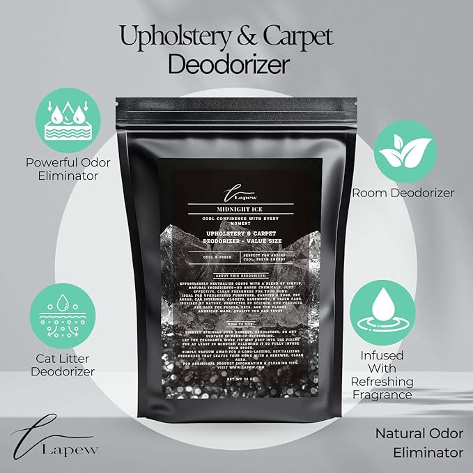 Midnight Ice Carpet Freshener Powder Refill 36 oz | Powerful Odor Eliminator for Home | Upholstery Deodorizer | Carpet Deodorizer | Pet Urine | Cat Litter Box | Black Ice Fragrance