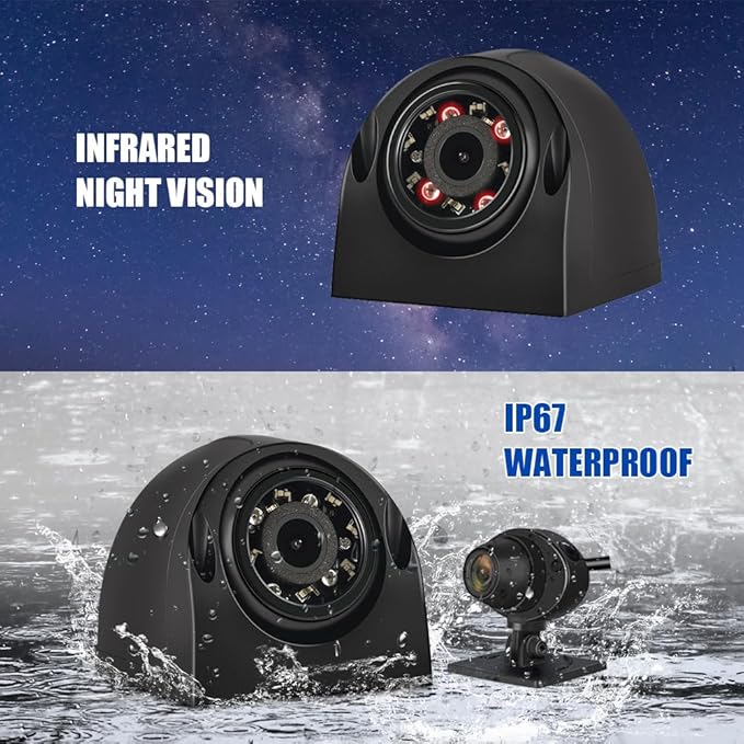 VSYSTO 4CH Truck Dash Camera System DVR Recorder Waterproof Backup Camera Front&Sides&Rear VGA for Truck Tractor Semi Trailer Van 7.0" Monitor Infrared Night Vision