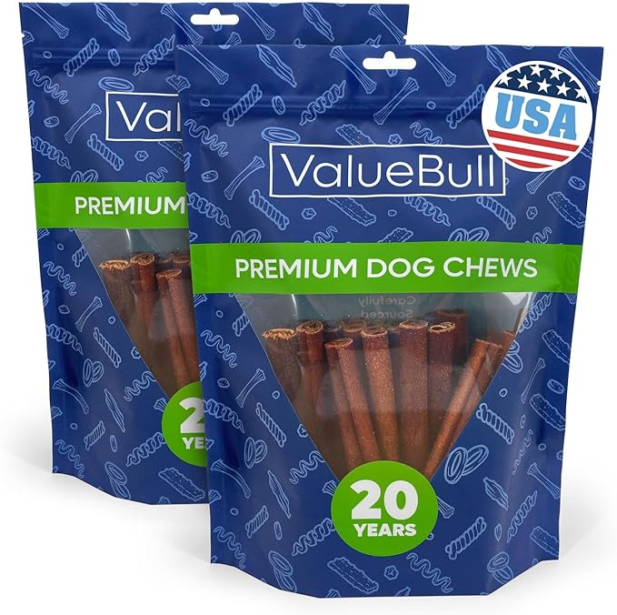 ValueBull USA Collagen Sticks for Dogs, 6 Inch Medium Chews, Natural Long-Lasting Dog Treats, 50 Count - Promotes Joint, Skin & Coat Health with Glucosamine and Chondroitin