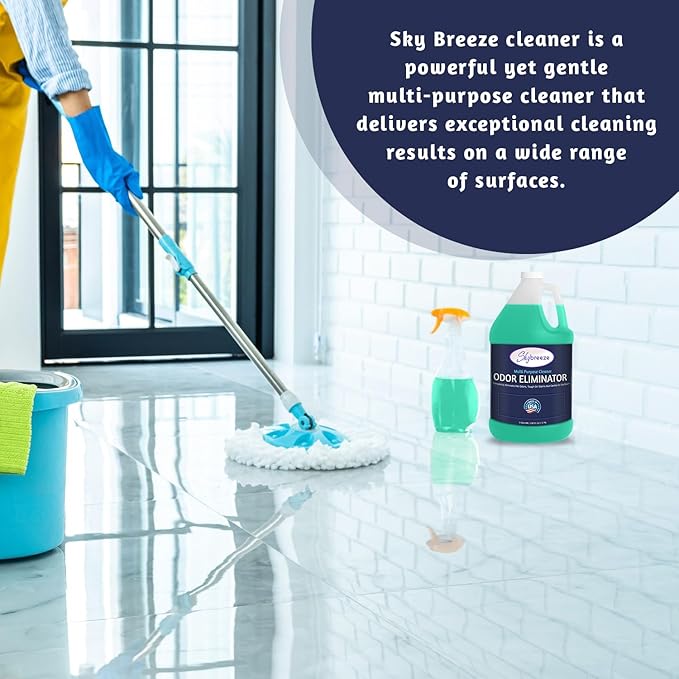 Multi Purpose Cleaner Pet Odor eliminator - pH Neutral - Strong Odor Floor Cleaner - Pet Odor Eliminator for Home - Best Scent Remover for Cat and Dog Pee All Purpose Cleaner 1 gallon (Sky Breeze)