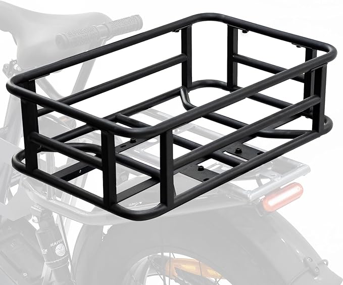 AWQM Large Ebike Basket, Waterproof Metal Electric Bicycle Basket, Quick Assemble Bike Accessories Rear Cargo Rack for Picnic, Pet, Sports