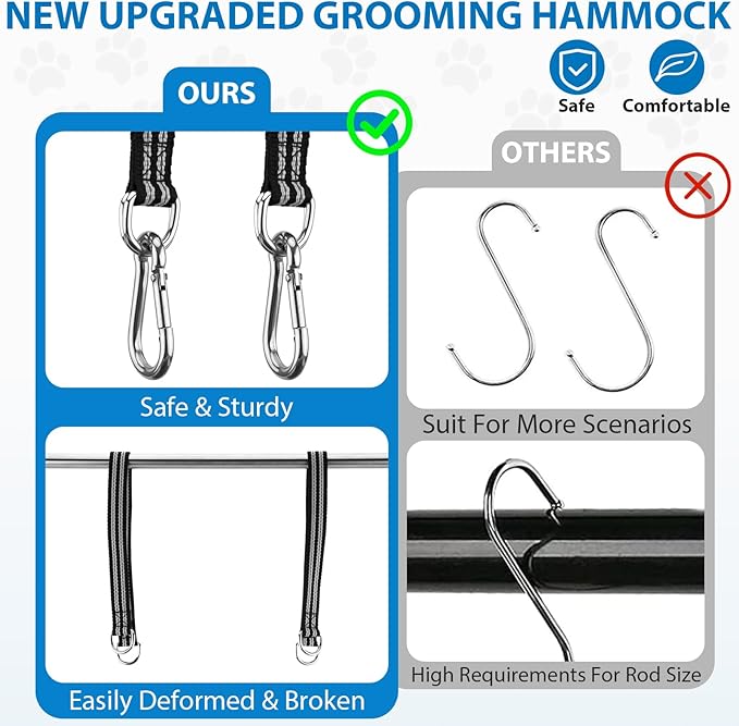 Pet Grooming Hammock Harness for Small Dogs & Cats Nail Trimming, Dog Sling for Cutting Nails, Dog Hanging Holder Hanger with Nail Clippers, Nail File, Scissors