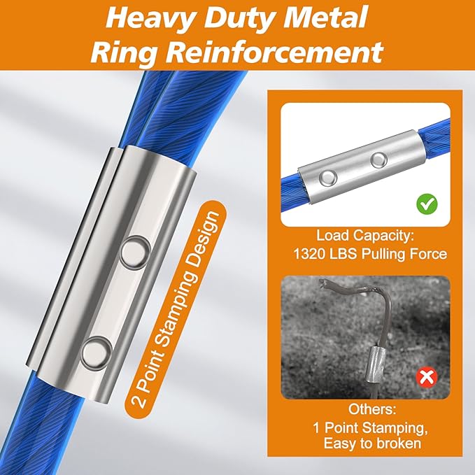 Tresbro 120FT Dog Tie Out Cable with Spring, Shock Absorbing Tether Chains for Outside Aavilable in 10/15/20/25/30/40/50/70/100/120 FT, Heavy Duty Leads for Yard for Medium & Large Dogs Up to 500 LBS