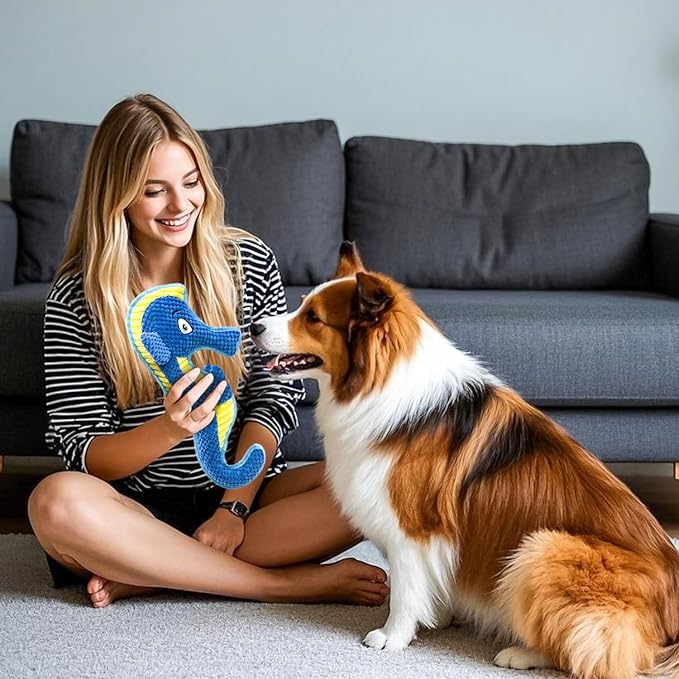 Dog Toy Squeaky Aggressive Durable Dog Toys for Dogs Chew No-Stuffed Dog Toy Interactive Hours of Fun Keep pups Busy -Green Shark,Bubble-Pressed Ultra-Soft Fabric