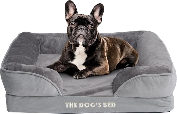 The Dog’s Bed, Orthopedic Standard Foam Waterproof Dog Bed with Standard Support, Medium Silver Grey Plush, Waterproof, Supportive Dog Bed with Replaceable Covers, Veterinary Approved