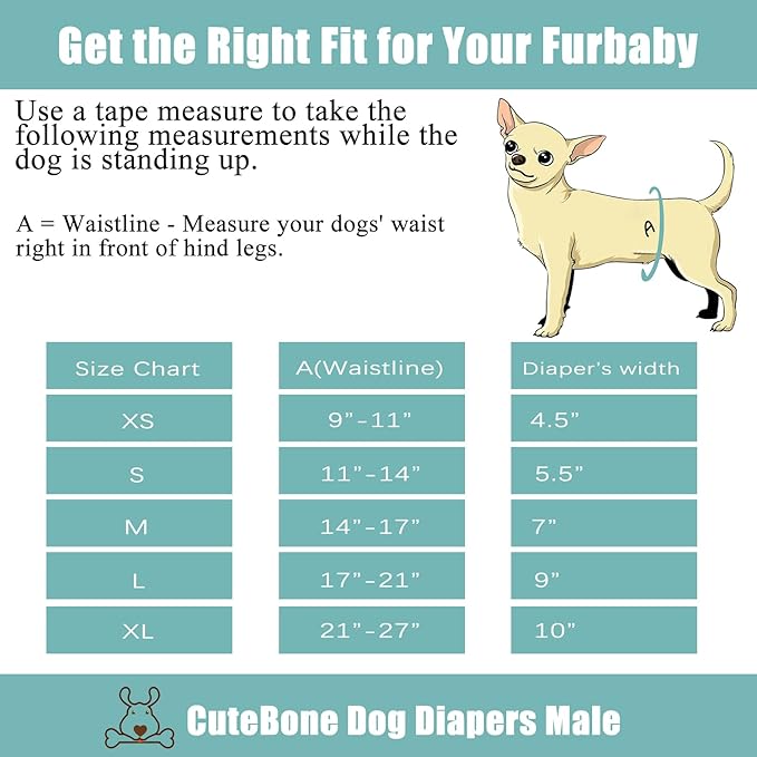 CuteBone Dog Diapers Male Washable Belly Band for Male Dogs Wraps Black 3pcs a Pack DM55S