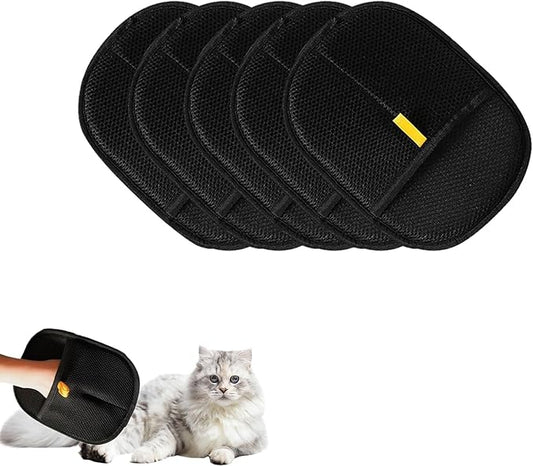 2025 Upgraded Pet Hair Removal Glove |Double-Sided – Reusable Grooming & Bathing Glove for Dogs and Cats |Soft Silcone Touch |Easy Deshedding and Cleaning Mitt (Black, 5 PCS)