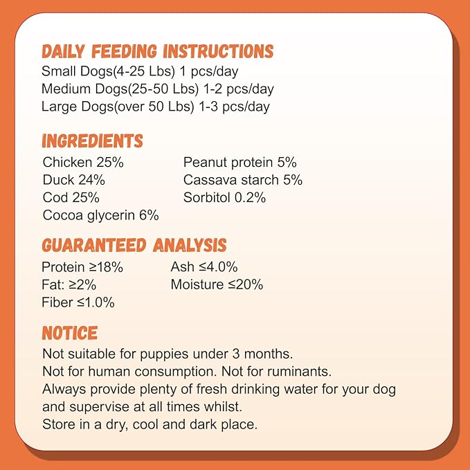 Triple Flavor Dog Treats, Chicken Duck Wrapped Cod Sticks, Rawhide-Free Grain-Free Soft Chewy Treats Natural Ingredients, Training Snacks for Small Medium Large Dogs, 15-17 Counts, 10.6 oz