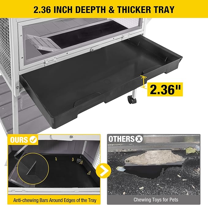 Guinea Pig Cage Hamster Cage All-Around Metal Frame Rat House on Wheels,Small Animal Cage with Deeper Tray