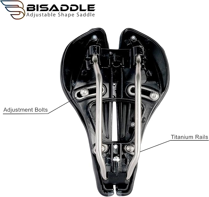 SRT 2.0 Adjustable Bicycle Saddle Noseless with Titanium Rails Custom Fit Comfort,Black w/Grey Accents