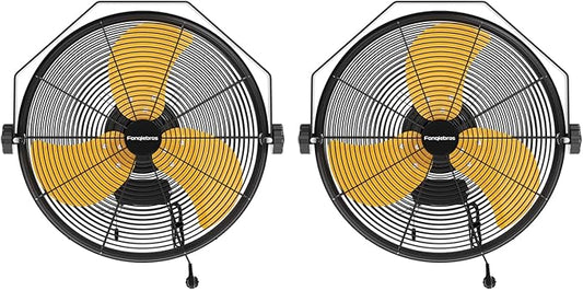 2PCS 2600 CFM 14 inch Outdoor High Velocity Wall Mounted Fan, 3-Speed Metal Fans with IP44 Enclosure Motor, Industrial Grade Weatherproof Wall Fan for Patio, Greenhouse, Garage, and Gazebo