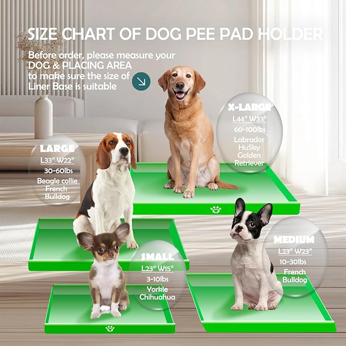 MEEXPAWS Dog Pee Pad Holder Foldable, Puppy Pad Holder Liner Base High Side, Dog Litter Box Indoor for 22’’x22’’ Pee Pads, Training Pad Holder Leak-Proof, Potty Pad Holder for Dogs Easy Clean