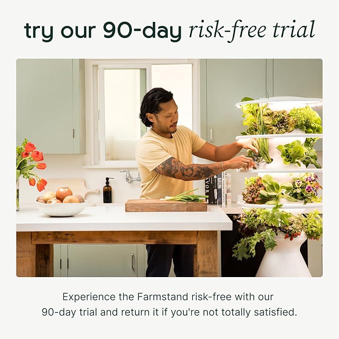 Farmstand Starter Kit with Glow Rings and 24 Seedling Credits | Medium Hydroponic Growing System Kit | Vertical Garden Planter Tower | 4ft 10in Tall