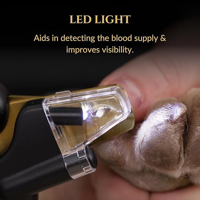 3-in-1 Dog Nail Trimmers and Pet Nail Clippers - Professional Grade with Stainless Steel Blades, LED & UV Light, and Nail Filer for Safety & Precise Toenail Pet Grooming - S to M Dogs