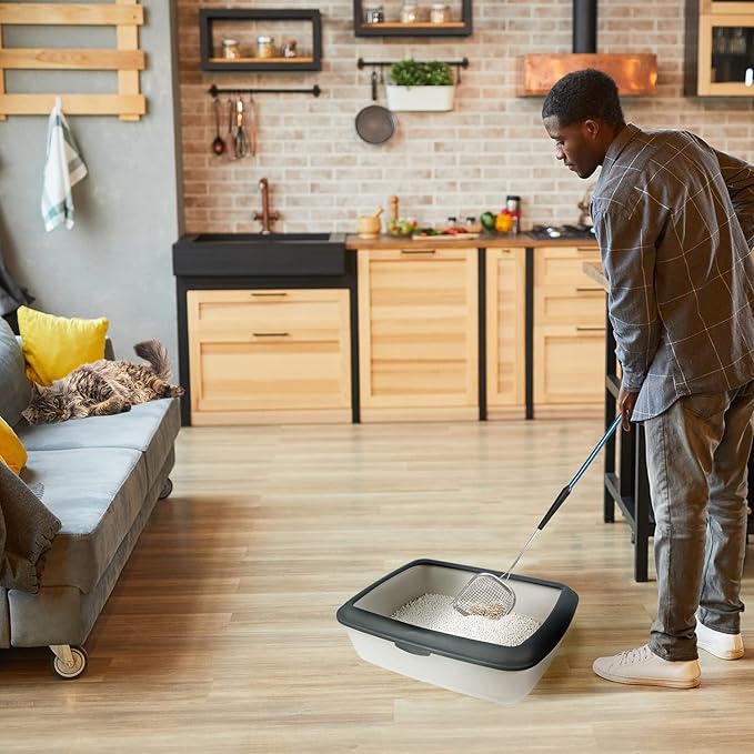 Sand Dipper Metal Cat Litter Scoop – Long Handle Cat Poop Scooper for Litter Box (27”), Heavy-Duty Stainless Steel Kitty Litter Scoop (Junior)