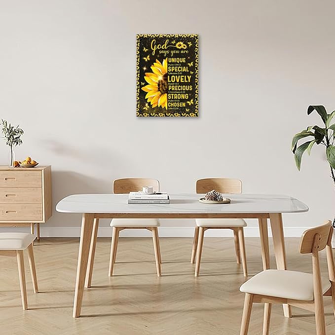 Christian Sunflower Bathroom Pictures Wall Art, Bible Verse Bathroom Wall Decor for Bedroom Office Wall Decorations for Bathroom Living Room Painting Artwork Modern Poster Prints 20"L x 16"W