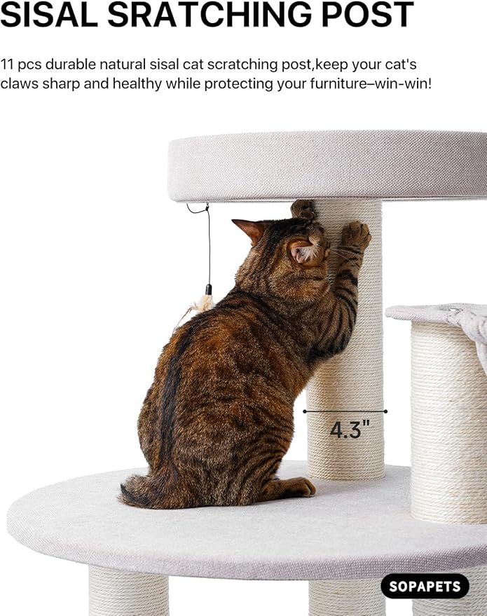 Extra Large Cat Tree for Maine Coon,65 Inches Tall Cat Tree Tower for Indoor Cats Large Adult 20 lbs,XXL Heavy Duty Luxury Sturdy Cat House with Big Hammock,Sisal Scratching Post,Condo