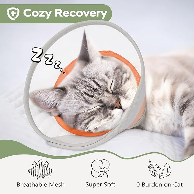 Cat Cone Collar Soft: Comfortable Waterproof Mesh Recovery Cone After Surgery to Stop Licking and Scratch, Alternative to Plastic Elizabeth Head/Neck Cone