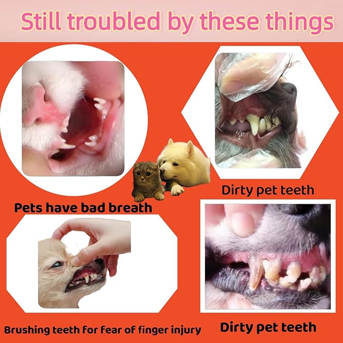 4 Pack Pet Tooth Brushing Kit – Extra Soft Finger Toothbrushes for Cats & Dogs Gentle Plaque & Tartar Removal, Freshens Breath Pain-Free Teeth Cleaning for Small to Large Pets