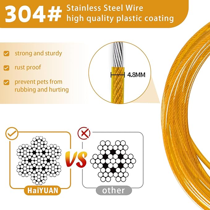 Dog Tie Out Cable - 10/15/20/25/30FT Heavy Duty for Large Dogs Up to 250LBS - Rosy Pink/Blue/Purple/Silver/Red/Green/Yellow