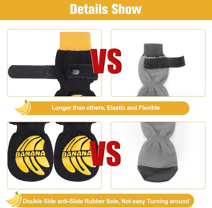 BEAUTYZOO Anti-Slip Dog Socks,Dog Shoes for Hot/Cold Pavement,Paw Protectors with Grips 3 Pairs for Puppy Small Medium Large Senior Old Dogs,Dog Socks to Prevent Licking and Hardwood Floor Protection