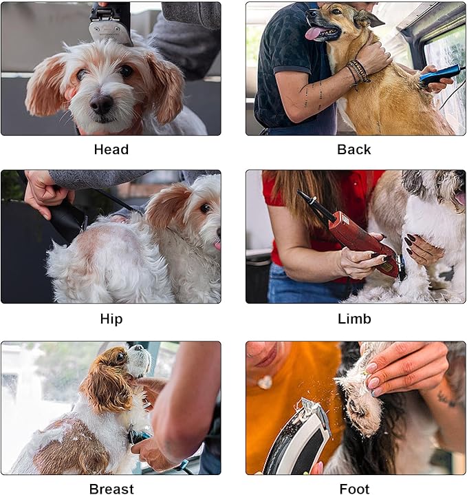 Detachable Pet Dog Clipper Blades, Compatible with Size-5FC(6.3mm), Most Oster A5, KM Series Clippers,Made of Ceramic Blade & Stainless Steel Blade 2Pack