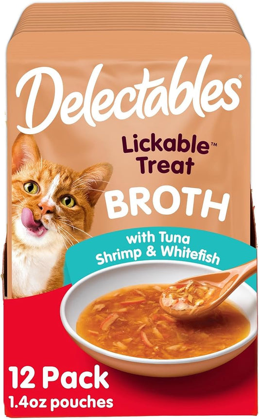 Hartz Delectables Savory Broths Variety Lickable Wet Cat Treats, 12 Count